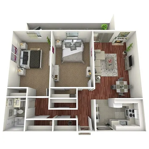 Floor plan Two Bedrooms One Bathroom (B4)