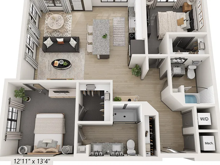 Explore the sleek layout of this urban apartment, designed for modern living. Explore the sleek layout of this urban apartment, designed for modern living.