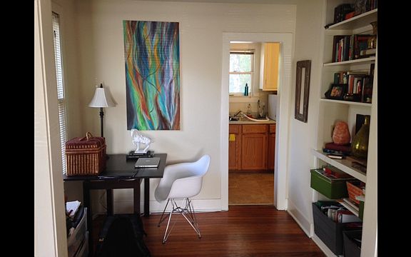 built-in shelving and storage, hardwood floors!