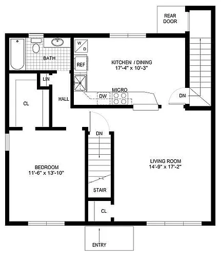 Floor plan One Bedroom - Upstairs