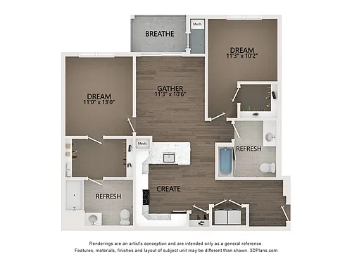 Floor plan D7 ANSI 1104sf