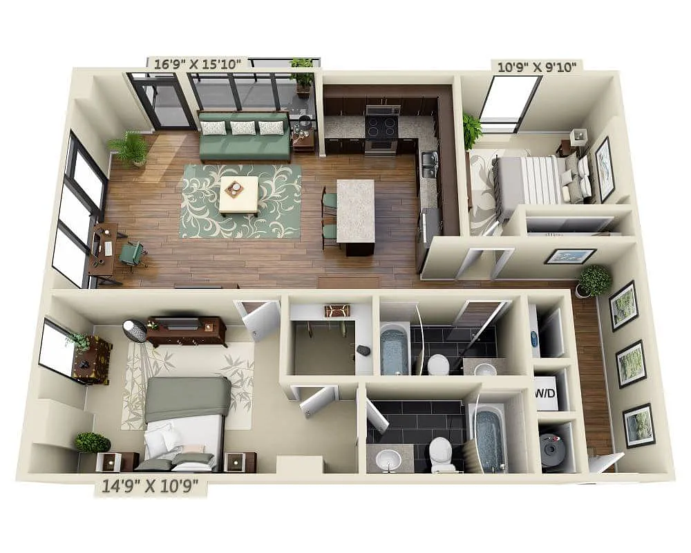 Floor plan Two Bedroom B2F