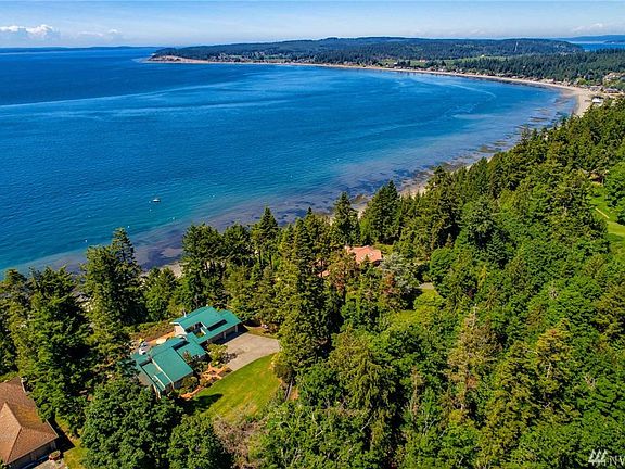 aerial view of the home and the sound 