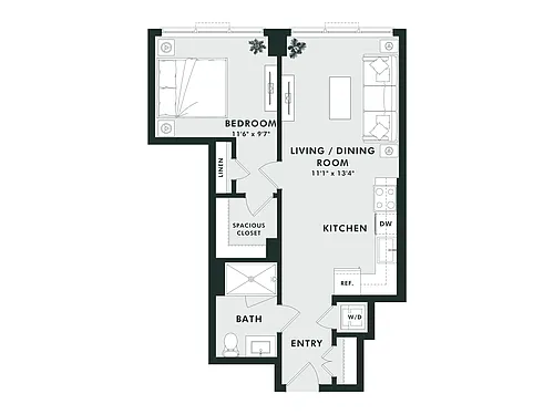 Floor plan B11.1 | 1 Bed | 1 Bath