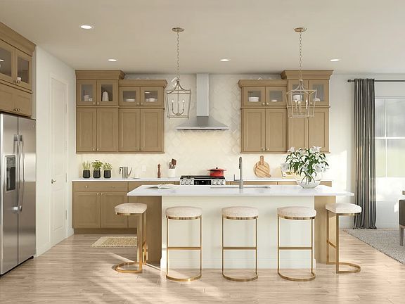 Kitchen with center island and pendant lighting