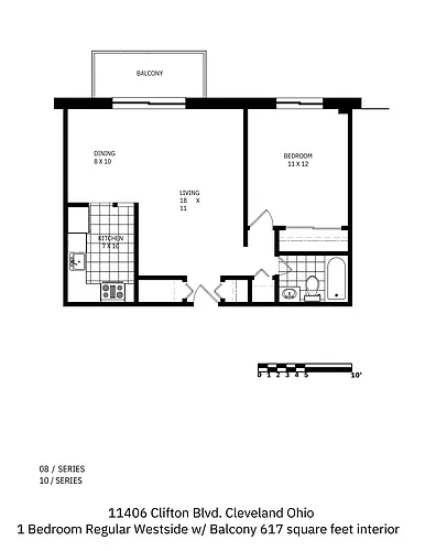 Floor plan 1 Bedroom 1 Bath W