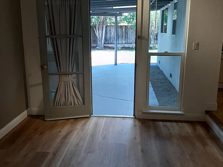 From family room lookin out to the backyard