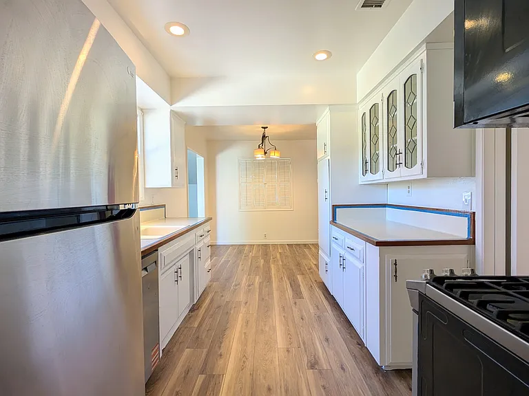 View of dining area from kitchen