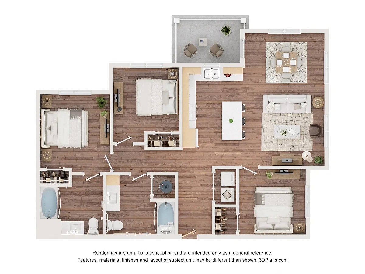 Floor plan 3BA (Wheelchair Accessible)