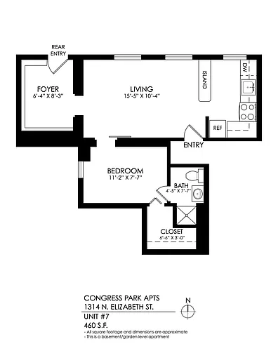 Floor plan 1 Bedroom, 1 Bath