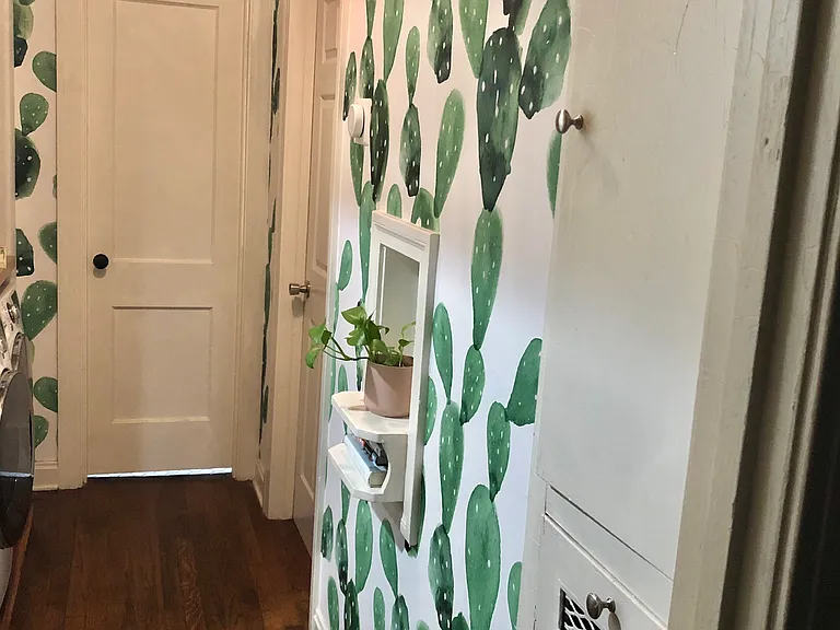 Updated Cactus Wallpaper in Hallway