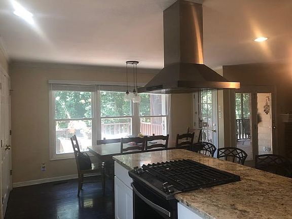 Kitchen island and hood.