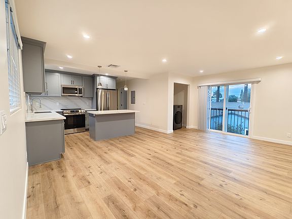 Kitchen, dining and living room area