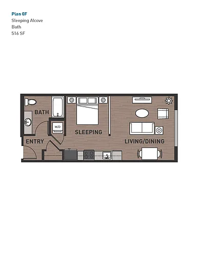 Floor plan Open One Bedroom 0F