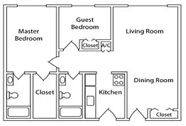 Floor plan Parkside - 2 Bed 2 Bath