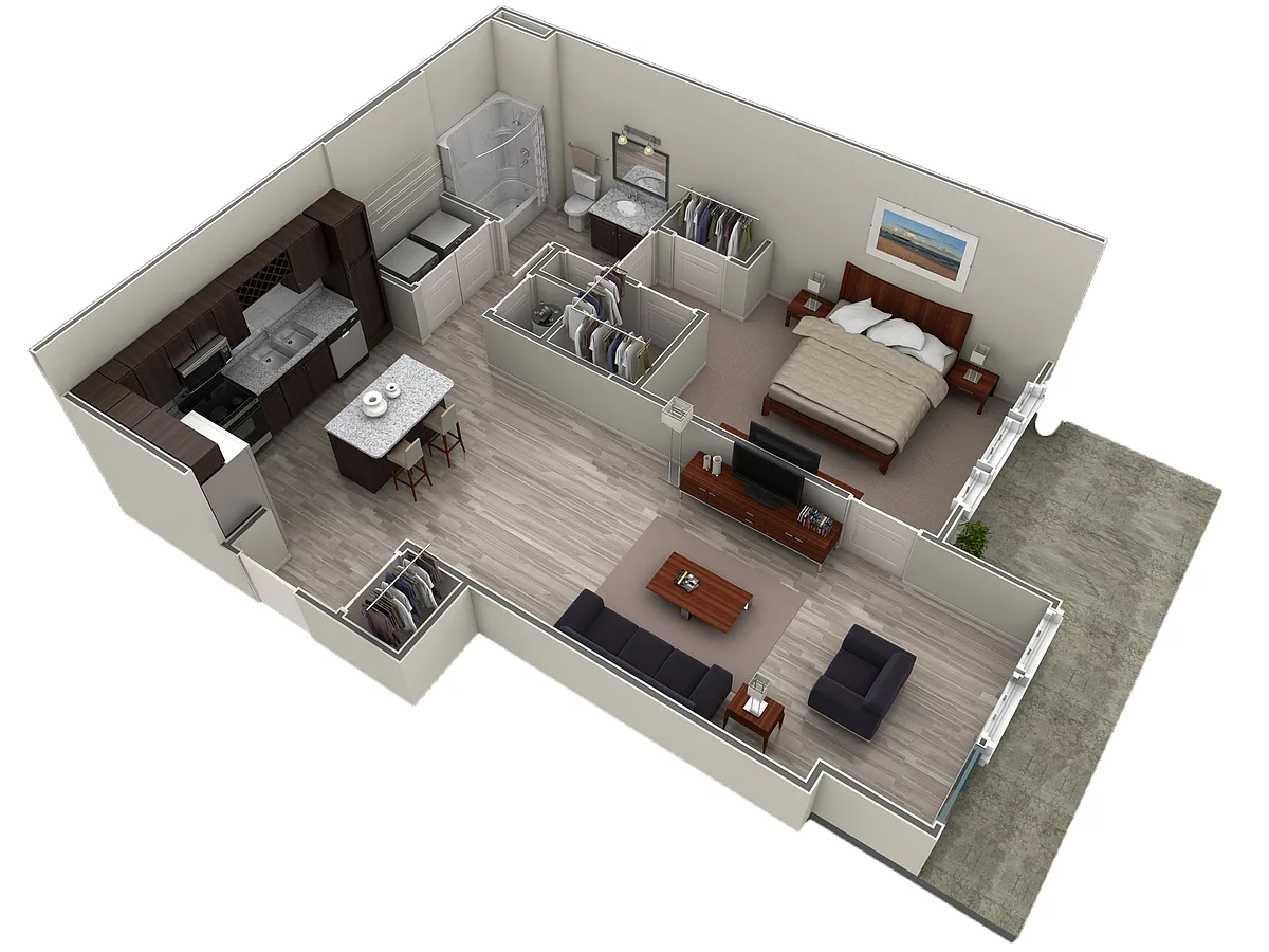 Floor plan 1 BR Designer Courtyard
