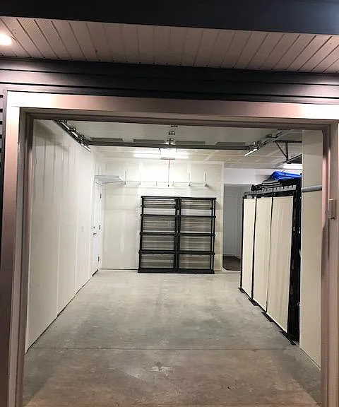 Apartment garage.