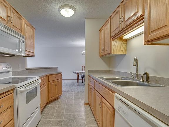 View of the kitchen and oak cabinets
