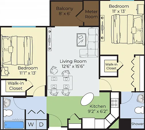 Two Bedroom Two Bath Derby Floor Plan Two Bedroom Two Bath Derby Floor Plan
