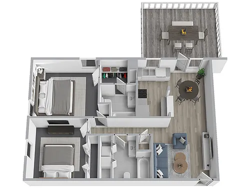 Floor plan 2 Bed 2 Bath Deck