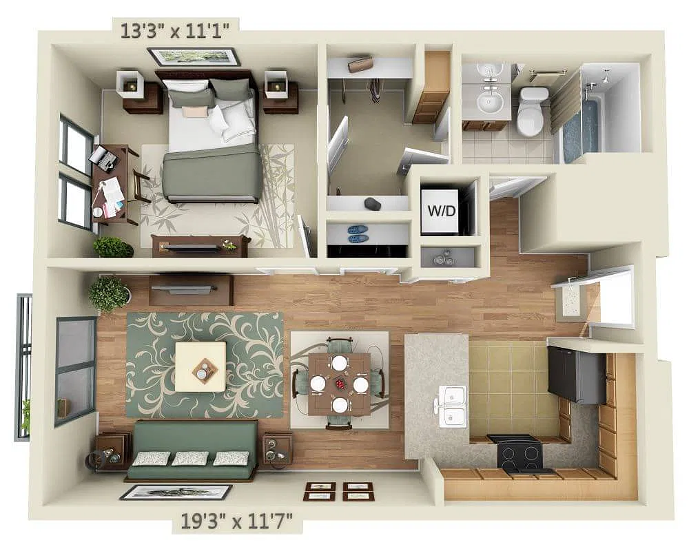 Floor plan 1 BEDROOM TOWER (A1H)