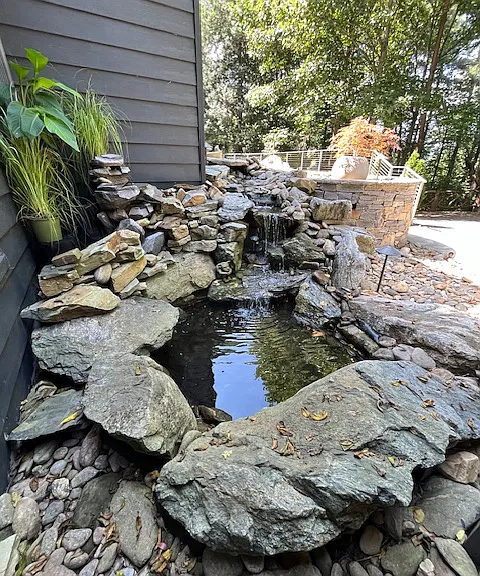 Meditative fountain with frogs