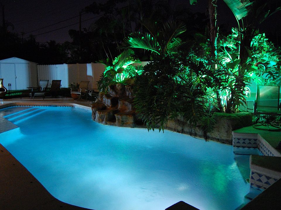 Tropical Pool at Night