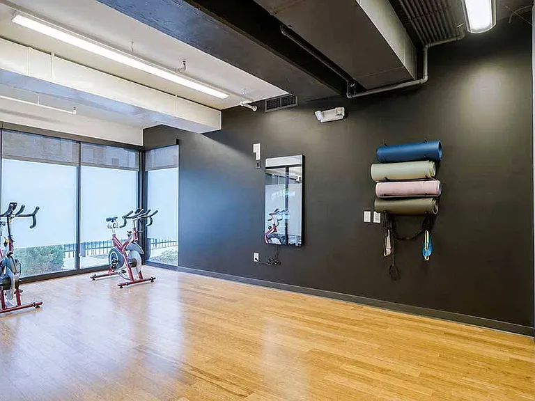 Our yoga/spin studio offers on-demand fitness classes.