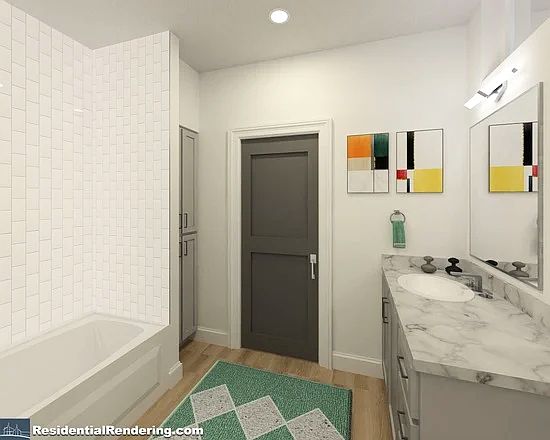 One Bedroom - Bathroom Rendering