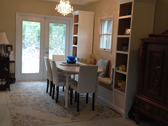 Dining room with pool view