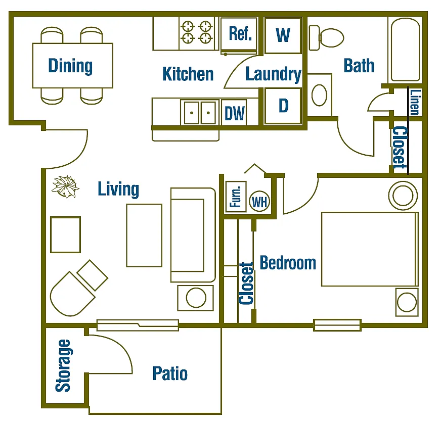 Floor plan 1 X 1 B