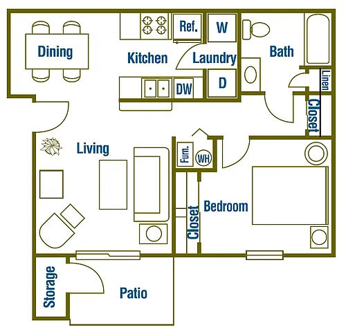 Floor plan 1 X 1 B