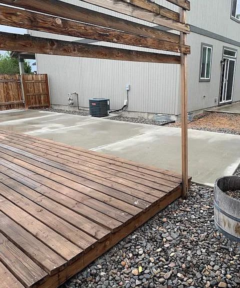 Deck and concrete tv pad