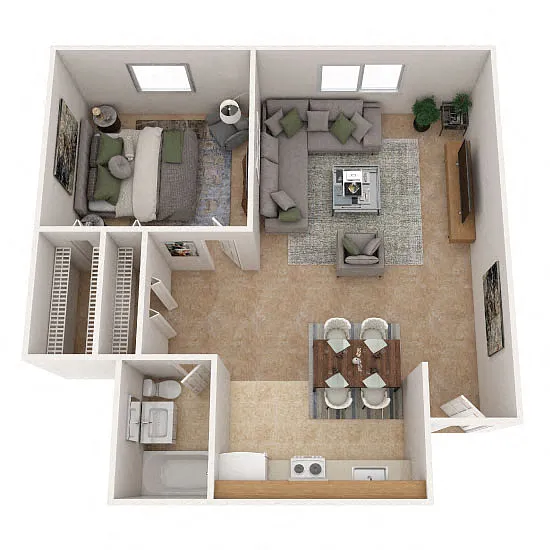 Floor plan One Bedroom Jr