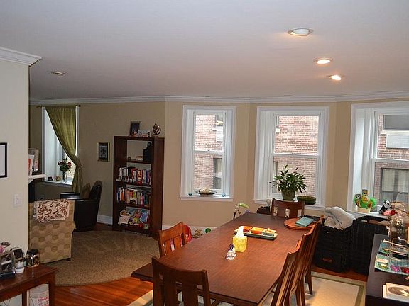 Open space layout of dining room and living space