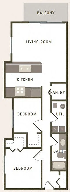 Floor plan 2 Bedroom 1 Bath