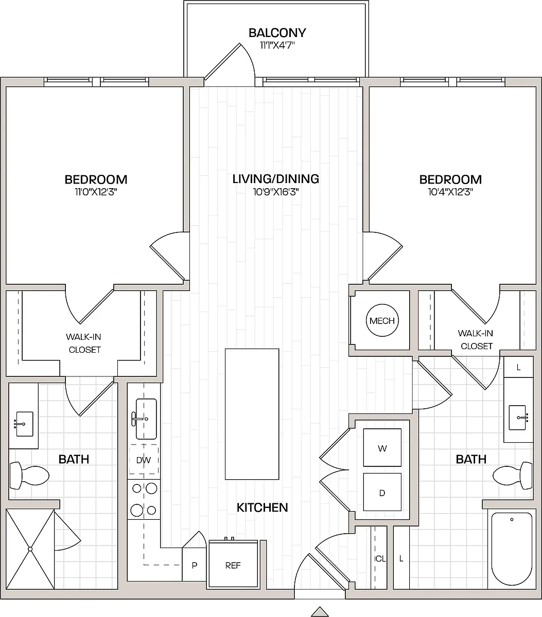 Floor plan 2 Bed/2 Bath-B1