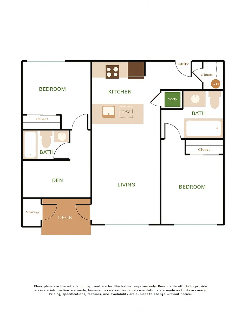 Floor plan 2x2 + Den - F