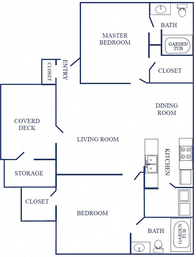 Floor plan Two Bedrooms Two Bath B