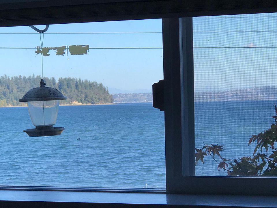 View out bedroom window, Blake Island & West Seattle.