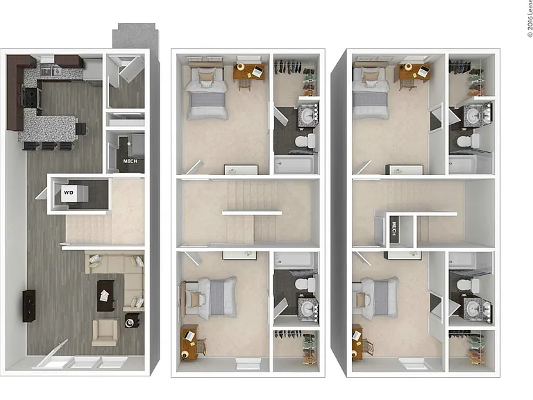 4 Bedroom Townhouse_4x4_3D_Print 4 Bedroom Townhouse_4x4_3D_Print
