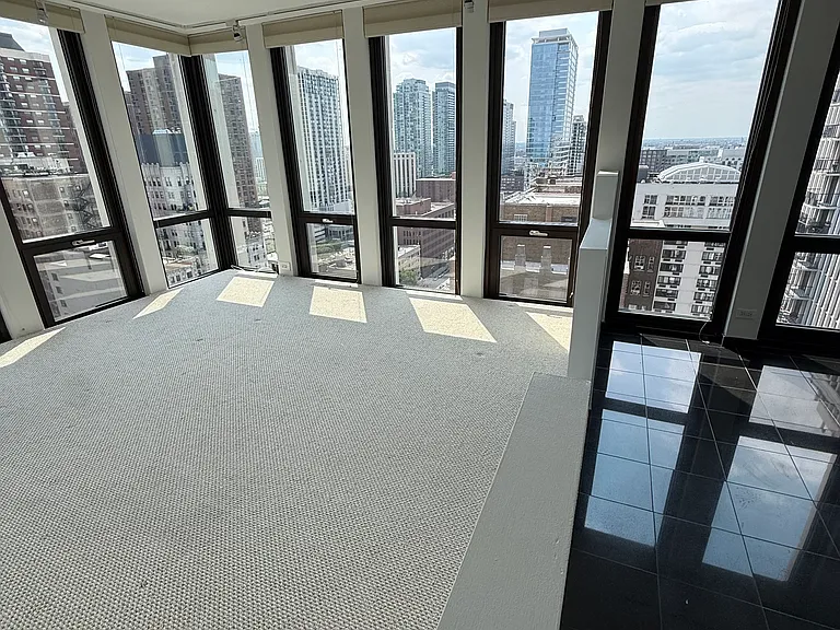 Floor to Ceiling windows facing south and west.