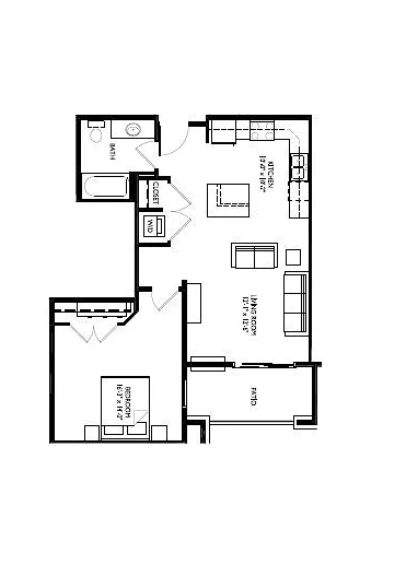 Floor plan 1 bdrm 705