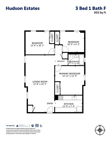 Floor plan 3 Bed 1 Bath F