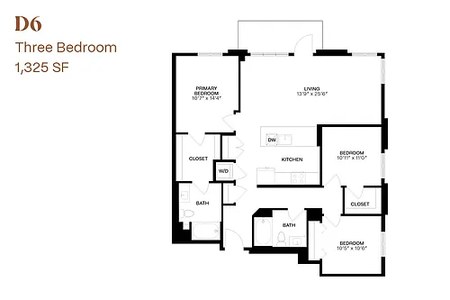 Floor plan Three Bedroom D6
