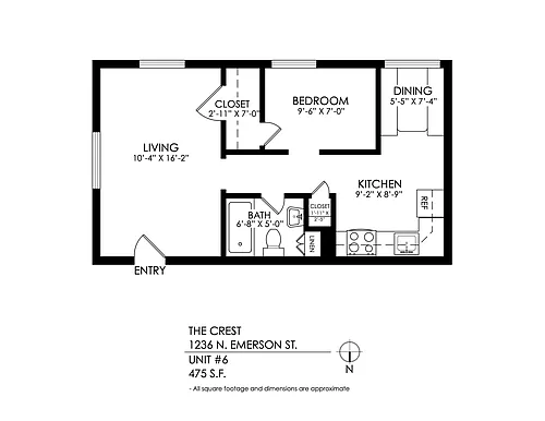 Floor plan 1 Bedroom, 1 Bath