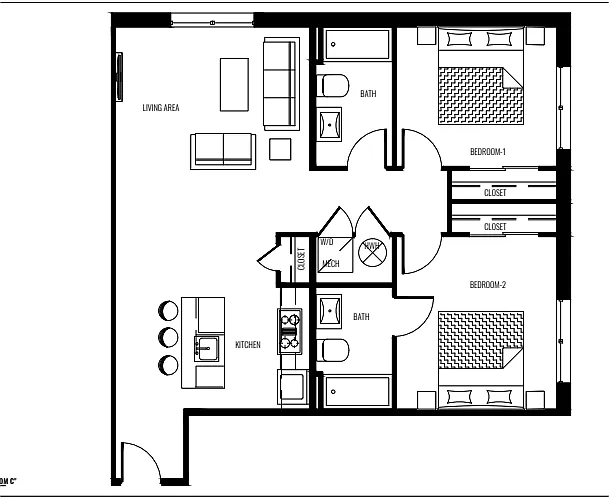 Floor plan 2 Bed 2 Bath