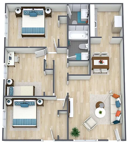 Floor plan 3BR - 1.5BTH