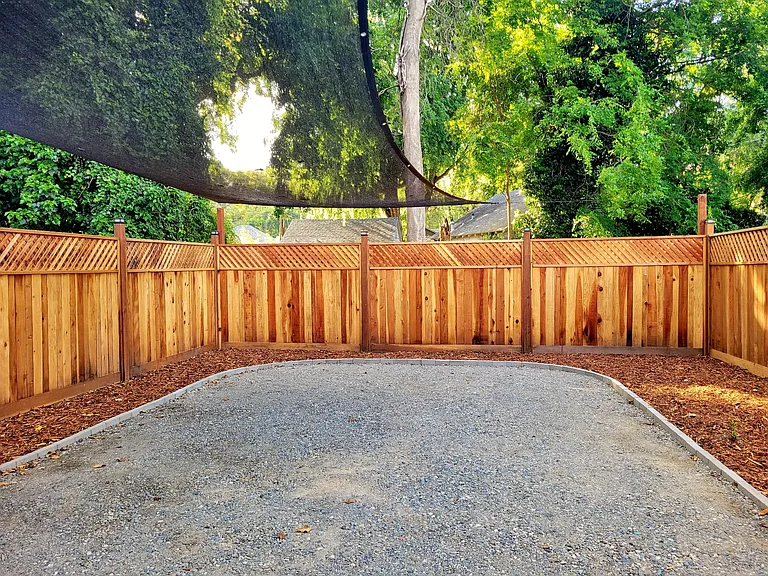 Custom fence, sunshade and large private yard