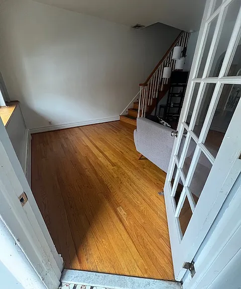Entering from mud room into living room